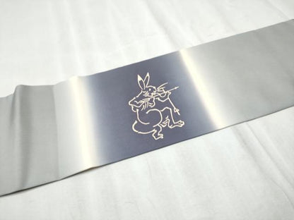 平和屋着物●塩瀬　九寸名古屋帯　鳥獣戯画　正絹　逸品　CABD0567hy