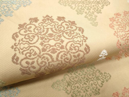 平和屋着物●九寸名古屋帯　唐織　花唐草文　正絹　逸品　CABD0569hy