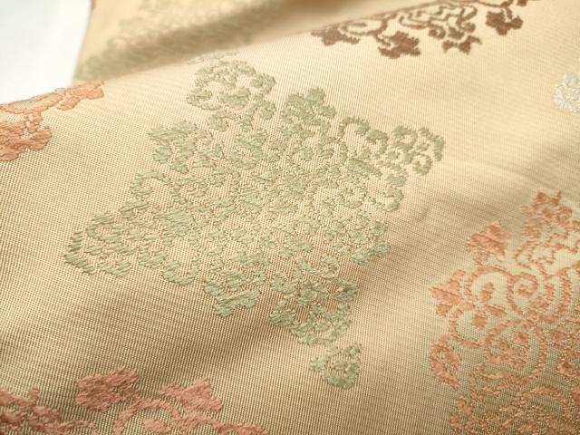 平和屋着物●九寸名古屋帯　唐織　花唐草文　正絹　逸品　CABD0569hy
