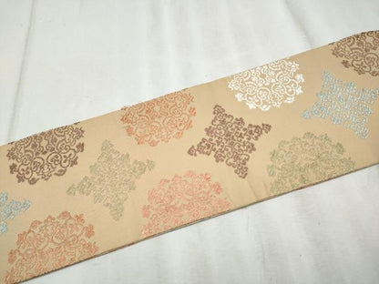 平和屋着物●九寸名古屋帯　唐織　花唐草文　正絹　逸品　CABD0569hy
