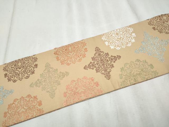 平和屋着物●九寸名古屋帯　唐織　花唐草文　正絹　逸品　CABD0569hy