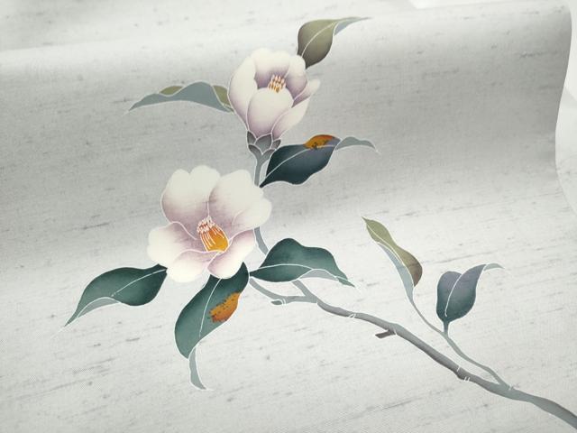 平和屋着物●九寸名古屋帯　友禅　白山紬　枝椿　正絹　逸品　CABD0571hy