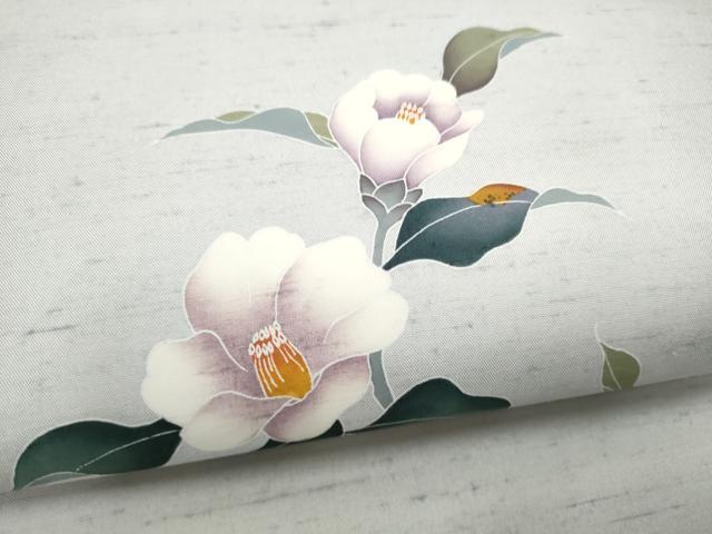 平和屋着物●九寸名古屋帯　友禅　白山紬　枝椿　正絹　逸品　CABD0571hy