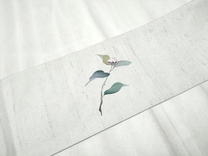 平和屋着物●九寸名古屋帯　友禅　白山紬　枝椿　正絹　逸品　CABD0571hy