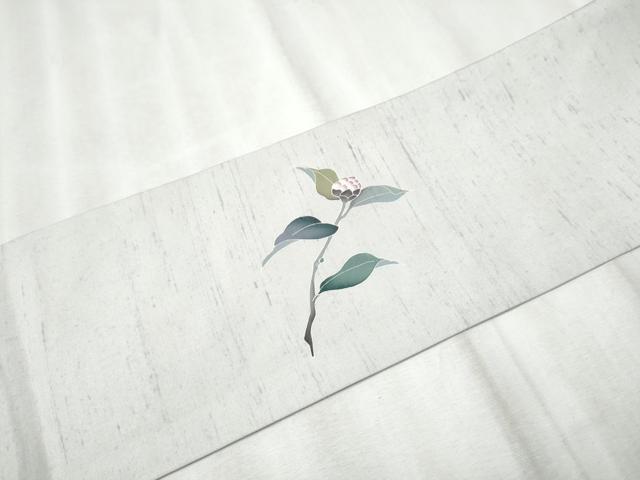 平和屋着物●九寸名古屋帯　友禅　白山紬　枝椿　正絹　逸品　CABD0571hy