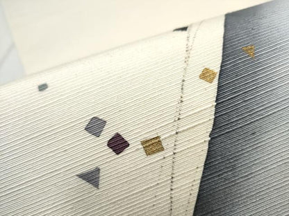 平和屋着物●九寸開き名古屋帯　紬地　箔散らし　金彩　正絹　逸品　CABD0578hy