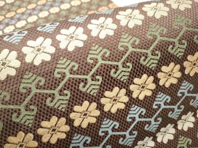 平和屋着物●九寸開き名古屋帯　唐織　横段花唐草文　金糸　正絹　逸品　CABD0579hy