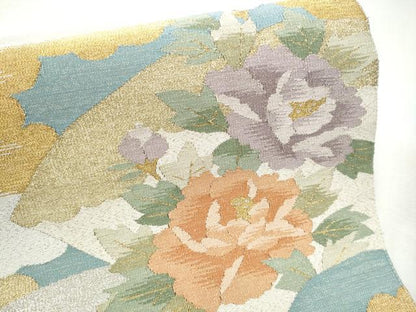 平和屋着物●爪掻き本綴れ　八寸名古屋帯　鴛鴦流水花文　金銀糸　正絹　逸品　CABD0585hy