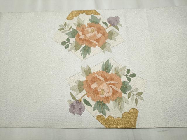 平和屋着物●爪掻き本綴れ　八寸名古屋帯　鴛鴦流水花文　金銀糸　正絹　逸品　CABD0585hy