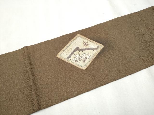 平和屋着物●九寸名古屋帯　色紙重ね花鳥文　正絹　逸品　CABD0589hy