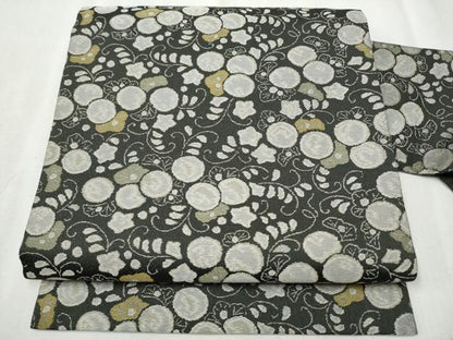 平和屋着物●九寸名古屋帯　草花丸文　正絹　逸品　CABD0591hy