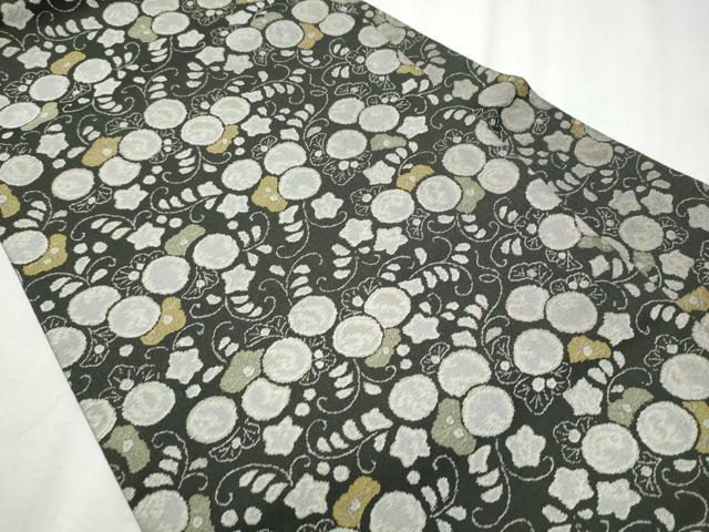 平和屋着物●九寸名古屋帯　草花丸文　正絹　逸品　CABD0591hy