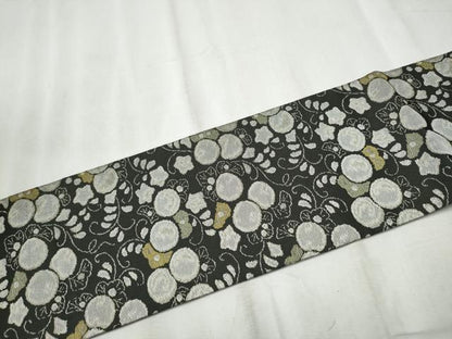 平和屋着物●九寸名古屋帯　草花丸文　正絹　逸品　CABD0591hy