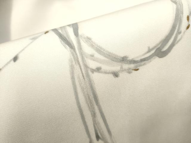 平和屋着物●塩瀬　九寸名古屋帯　手描き　枝葉丸文　正絹　逸品　CABD0592hy