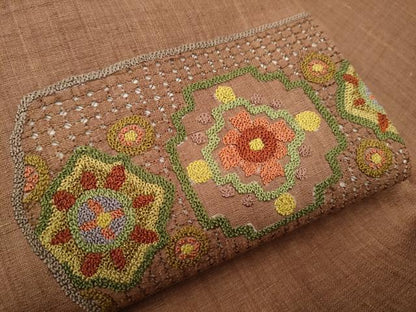 平和屋着物●中国三大刺繍 スワトウ相良刺繍 総刺繍 九寸名古屋帯 紬地 吉祥花文 正絹 逸品 CABD0597hy