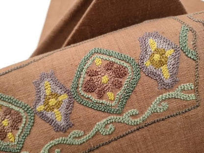 平和屋着物●中国三大刺繍 スワトウ相良刺繍 総刺繍 九寸名古屋帯 紬地 吉祥花文 正絹 逸品 CABD0597hy