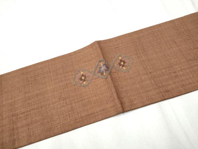 平和屋着物●中国三大刺繍 スワトウ相良刺繍 総刺繍 九寸名古屋帯 紬地 吉祥花文 正絹 逸品 CABD0597hy