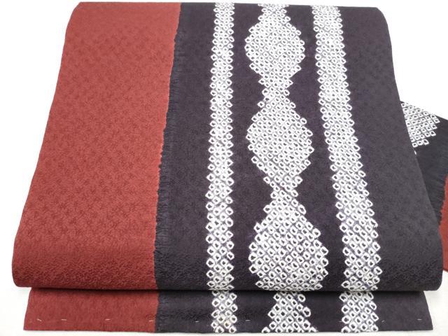 平和屋着物●九寸名古屋帯　絞り　間道　正絹　逸品　CABD0599hy