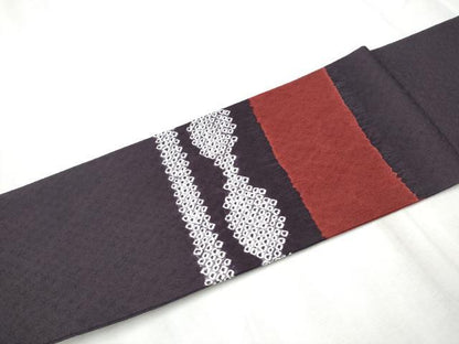 平和屋着物●九寸名古屋帯　絞り　間道　正絹　逸品　CABD0599hy