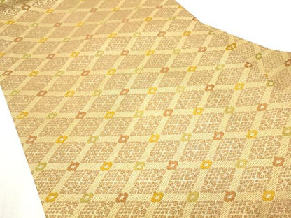 平和屋着物●九寸名古屋帯　唐織　菱天井花文　金糸　正絹　逸品　CABD0601hy