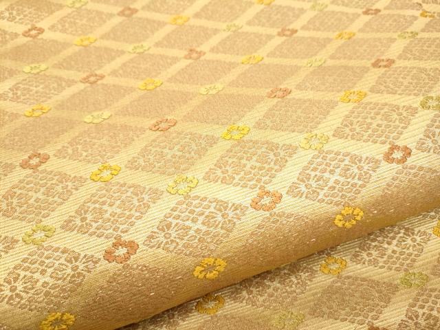 平和屋着物●九寸名古屋帯　唐織　菱天井花文　金糸　正絹　逸品　CABD0601hy