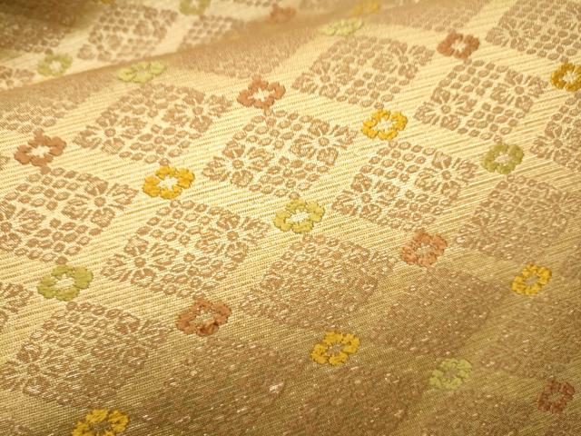 平和屋着物●九寸名古屋帯　唐織　菱天井花文　金糸　正絹　逸品　CABD0601hy