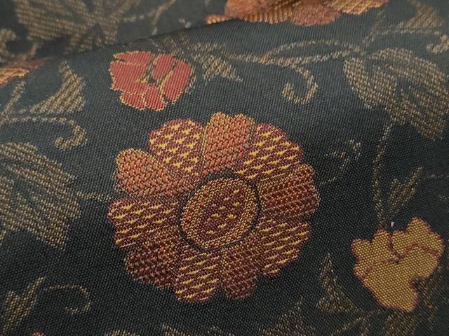 平和屋着物●全通柄　九寸名古屋帯　花唐草文　正絹　逸品　CABD0603hy