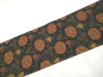 平和屋着物●全通柄　九寸名古屋帯　花唐草文　正絹　逸品　CABD0603hy