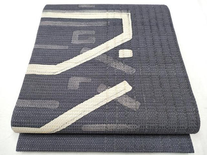 平和屋着物●九寸開き名古屋帯　幾何学文様　金彩　正絹　逸品　CABD0608hy