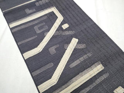 平和屋着物●九寸開き名古屋帯　幾何学文様　金彩　正絹　逸品　CABD0608hy