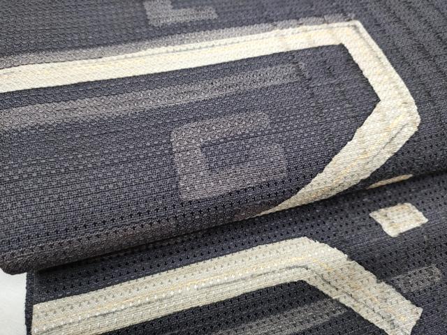 平和屋着物●九寸開き名古屋帯　幾何学文様　金彩　正絹　逸品　CABD0608hy
