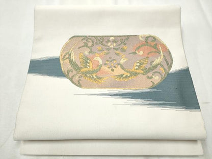 平和屋着物●爪掻き本綴れ 八寸名古屋帯 鳳凰花唐草文 金銀糸 正絹 逸品 CABD0623hy