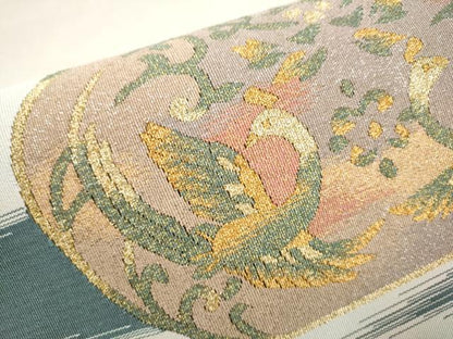 平和屋着物●爪掻き本綴れ 八寸名古屋帯 鳳凰花唐草文 金銀糸 正絹 逸品 CABD0623hy