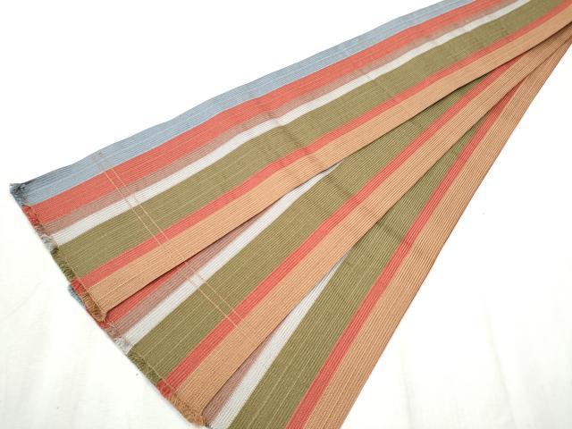 平和屋着物●本場筑前博多織　半幅帯　間道　正絹　逸品　CABD0624hy
