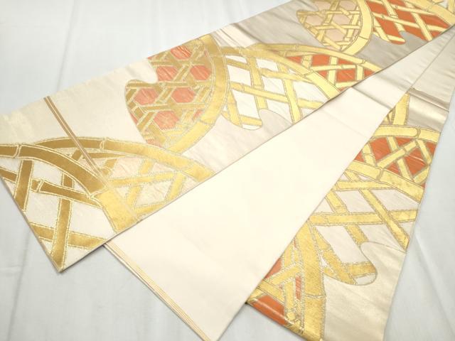 平和屋着物●西陣　川島織物　六通柄　本袋帯　籬文　金糸　正絹　逸品　CABD0635hy