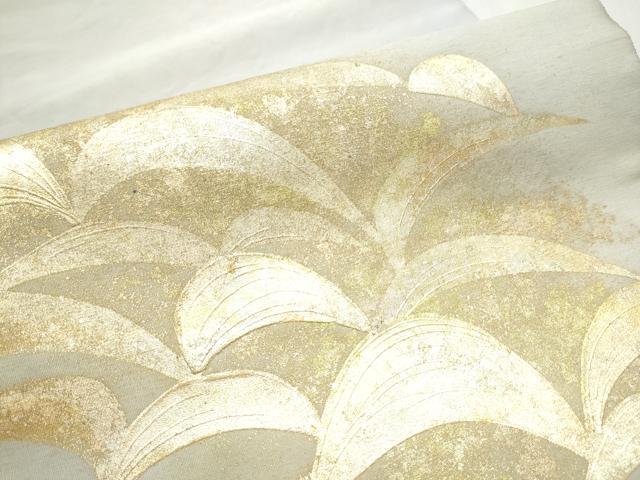 平和屋着物●爪掻き本綴れ　太鼓柄袋帯　舞葉文　金彩　正絹　逸品　CABD0638hy