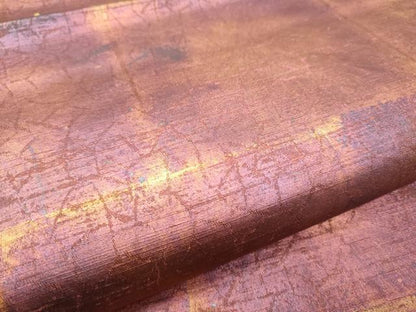 平和屋着物●全通柄袋帯　紬地　霞文　金彩　正絹　逸品　CABD0640hy