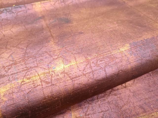 平和屋着物●全通柄袋帯　紬地　霞文　金彩　正絹　逸品　CABD0640hy