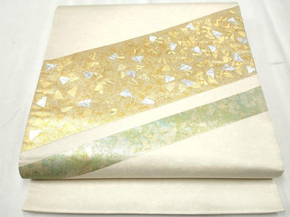 平和屋着物●太鼓柄袋帯　箔散らし　金銀彩　正絹　逸品　CABD0642hy