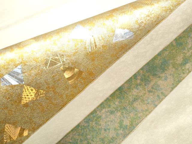 平和屋着物●太鼓柄袋帯　箔散らし　金銀彩　正絹　逸品　CABD0642hy