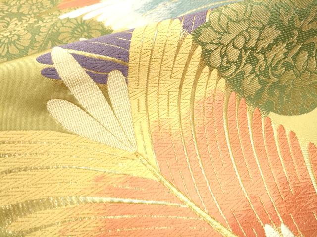 平和屋着物●六通柄袋帯 唐織 松葉文 金糸 正絹 逸品 CABD0643hy