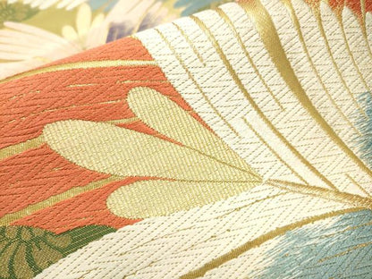 平和屋着物●六通柄袋帯 唐織 松葉文 金糸 正絹 逸品 CABD0643hy