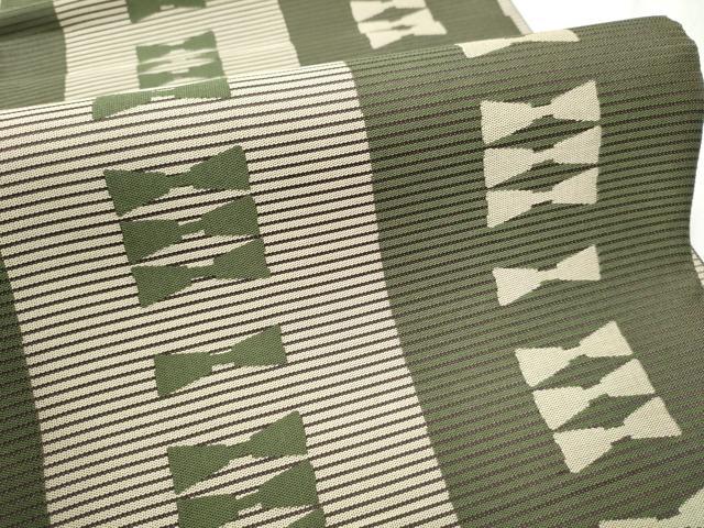 平和屋着物●両面　全通柄袋帯　紹巴全通織　幾何学文様　正絹　逸品　CABD0645hy