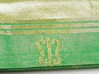 平和屋着物●西陣　川島織物　丸帯　破れ色紙文　金糸　正絹　逸品　CABD0657hy