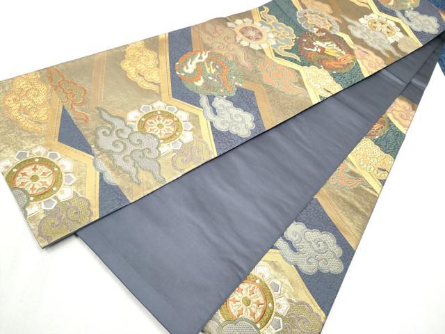 平和屋着物●六通柄袋帯　雲龍　金糸　正絹　逸品　CABD0659hy
