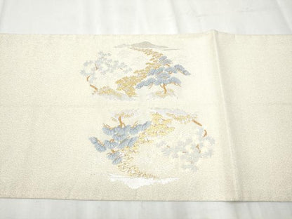 平和屋着物●太鼓柄袋帯　綴れ　風景松文　金銀糸　正絹　逸品　CABD0662hy