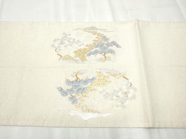 平和屋着物●太鼓柄袋帯　綴れ　風景松文　金銀糸　正絹　逸品　CABD0662hy