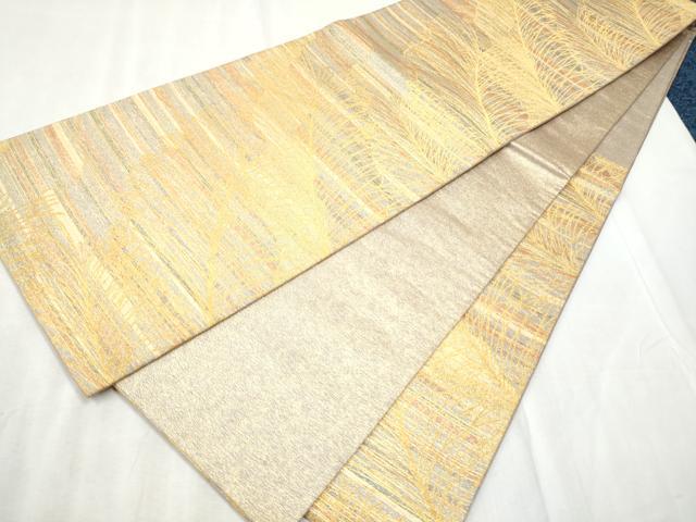 平和屋着物●六通柄袋帯　綴れ　枝松葉文　金糸　正絹　逸品　CABD0665hy
