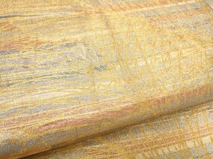 平和屋着物●六通柄袋帯　綴れ　枝松葉文　金糸　正絹　逸品　CABD0665hy