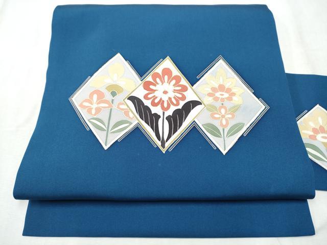 平和屋着物●塩瀬　九寸名古屋帯　菱花文　金彩　正絹　逸品　CABD0668hy